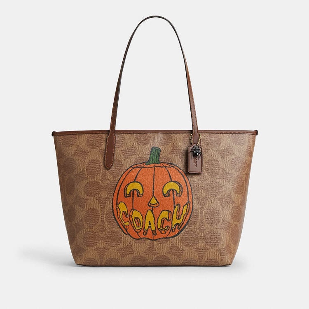 Coach City Tote Bag In Signature Canvas With Halloween Print CCE70 NWT - Picture 11 of 11
